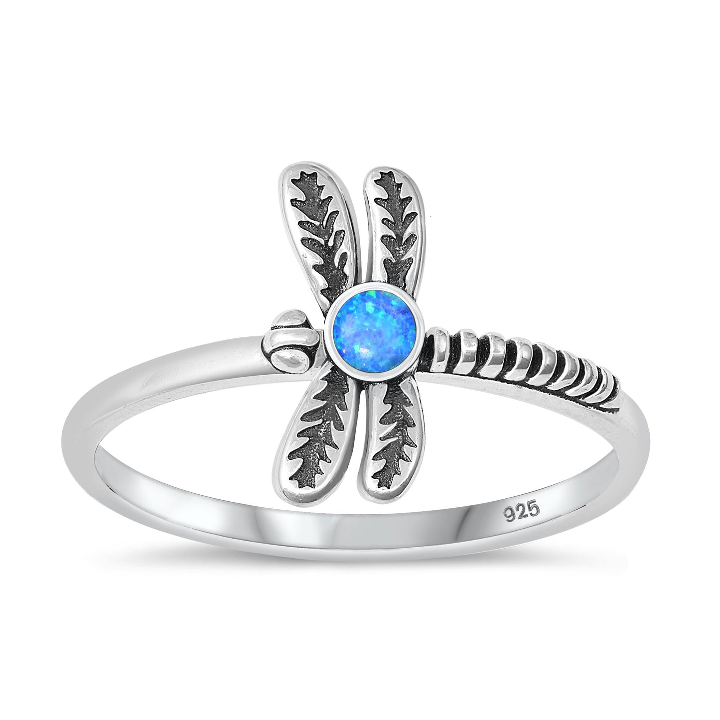 Silver Lab Opal Ring - Dragonfly