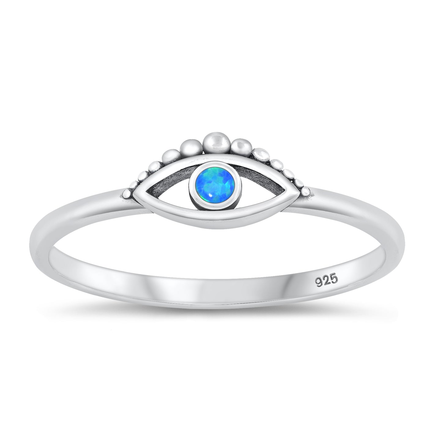 Silver Lab Opal Ring - Evil Eye