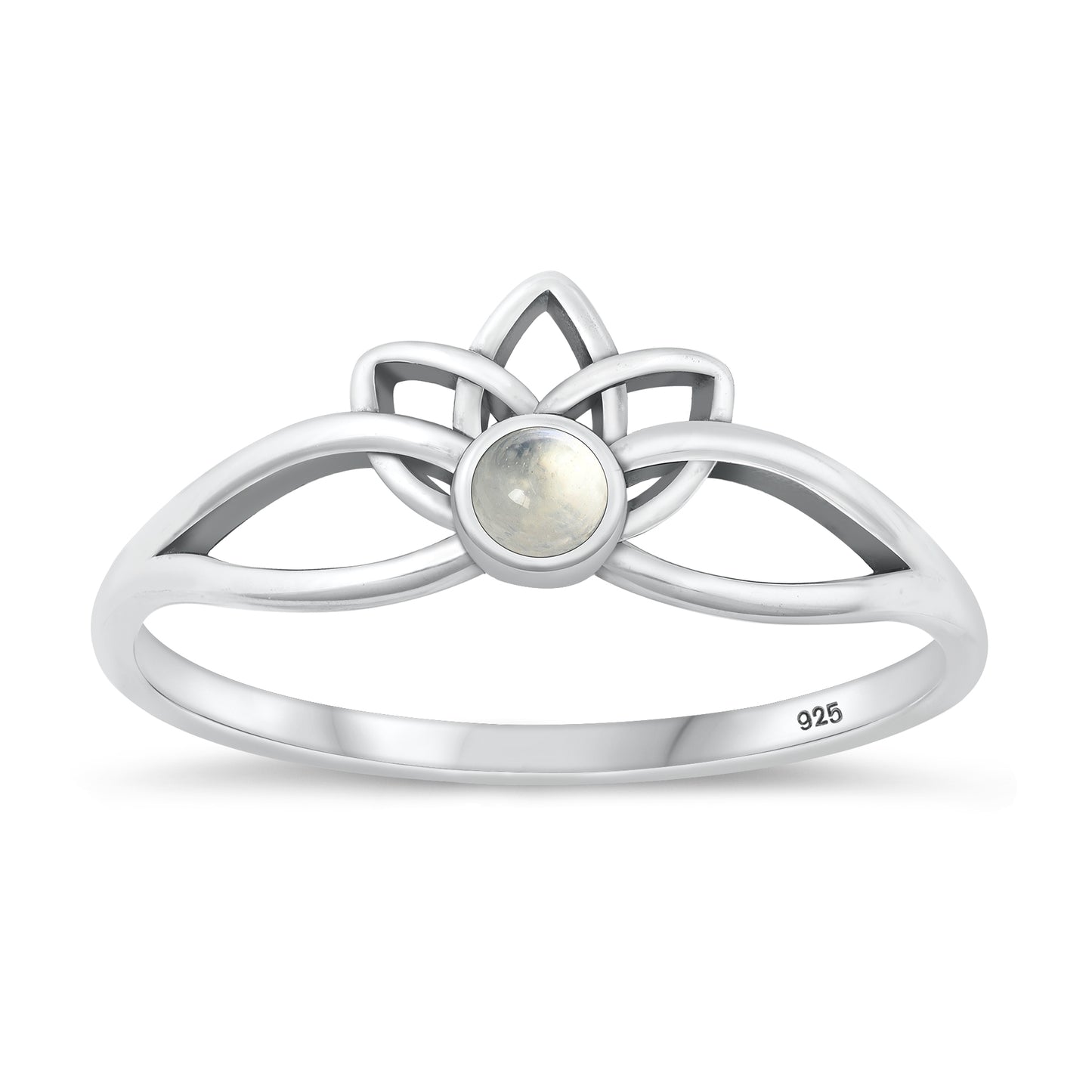 Silver Stone Ring - Lotus