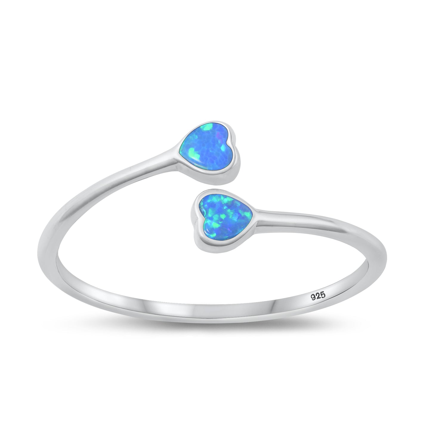 Silver Lab Opal Ring - Hearts