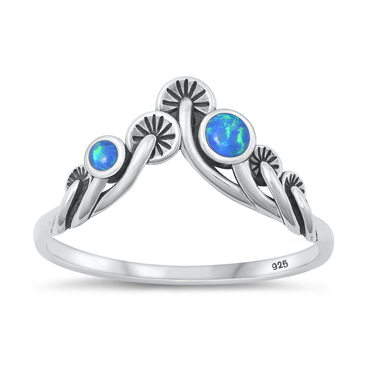 Silver Lab Opal Ring - Mushrooms