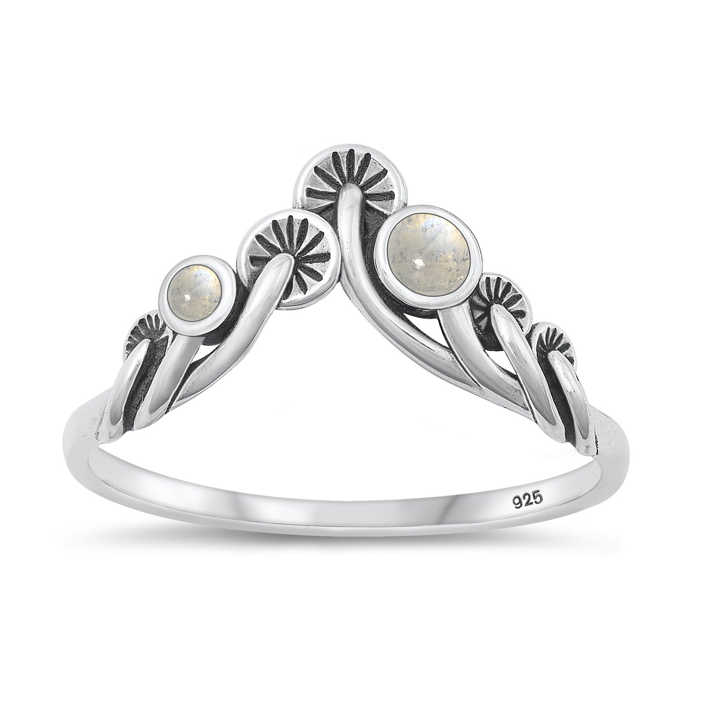 Silver Stone Ring - Mushrooms