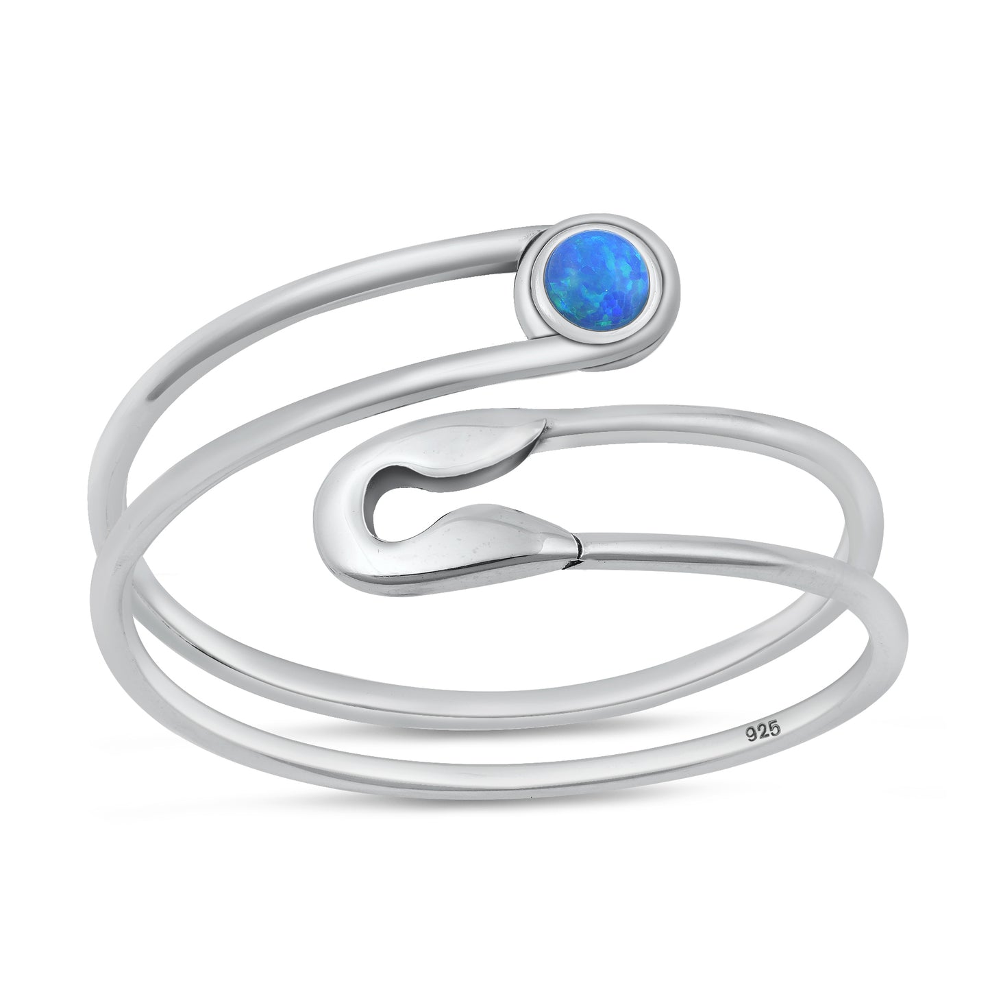 Silver Lab Opal Ring - Safety Pin