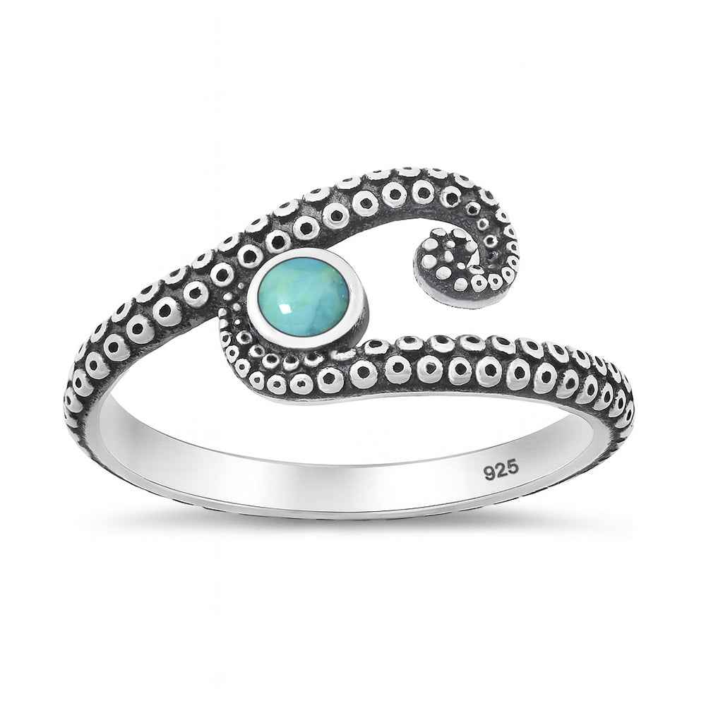 Silver Stone Ring - Octopus Tentacles