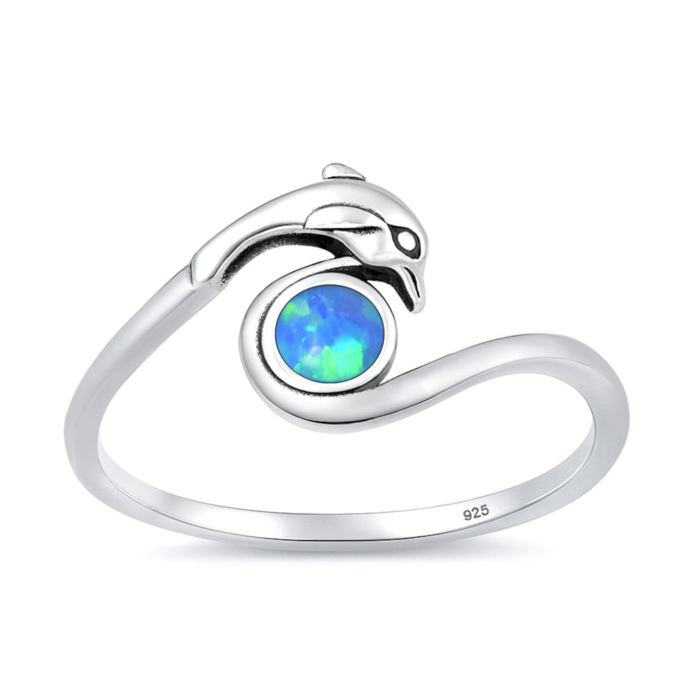 Silver Lab Opal Ring - Dolphin