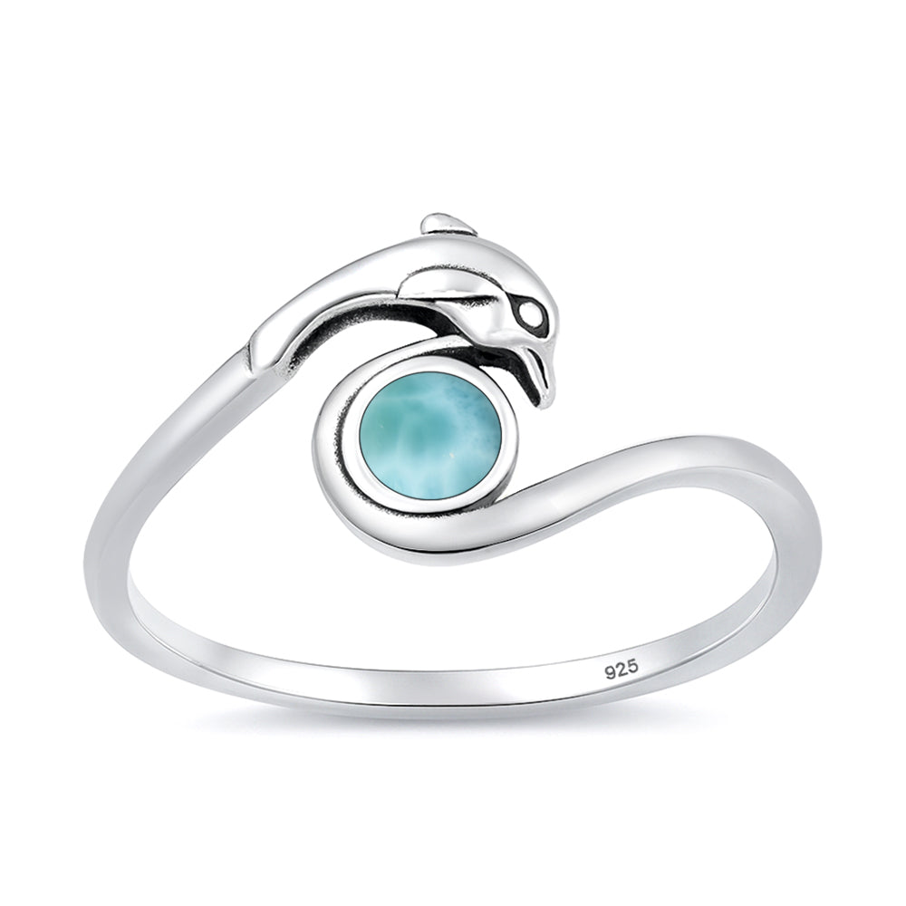 Silver Stone Ring - Dolphin