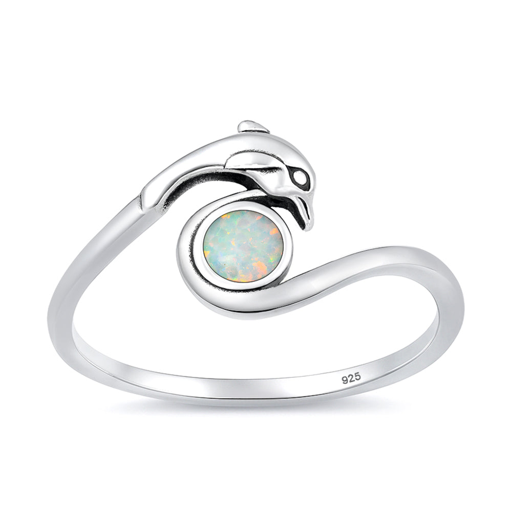 Silver Lab Opal Ring - Dolphin
