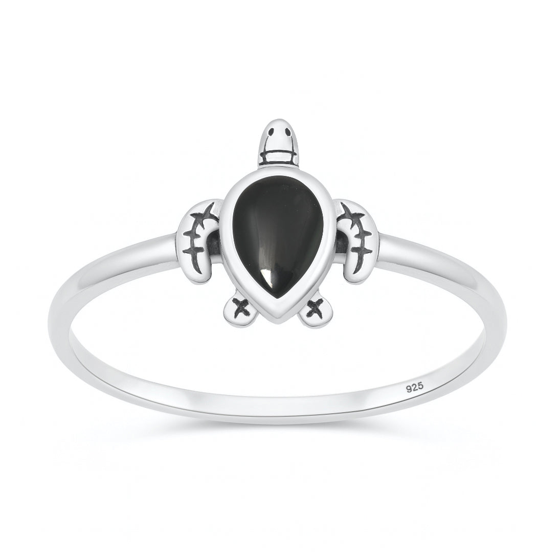 Silver Stone Ring - Turtle