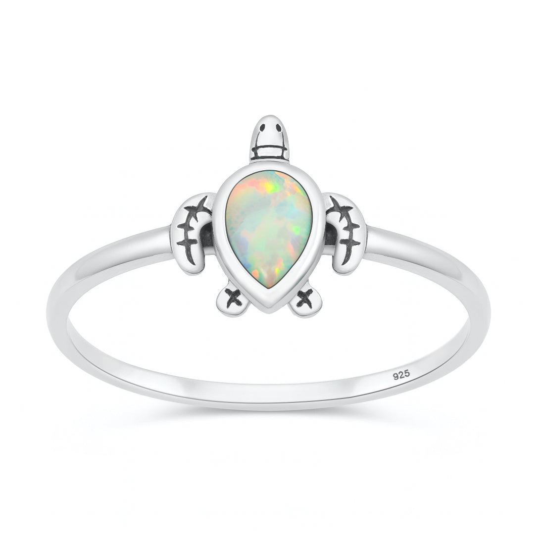 Silver Lab Opal Ring - Turtle