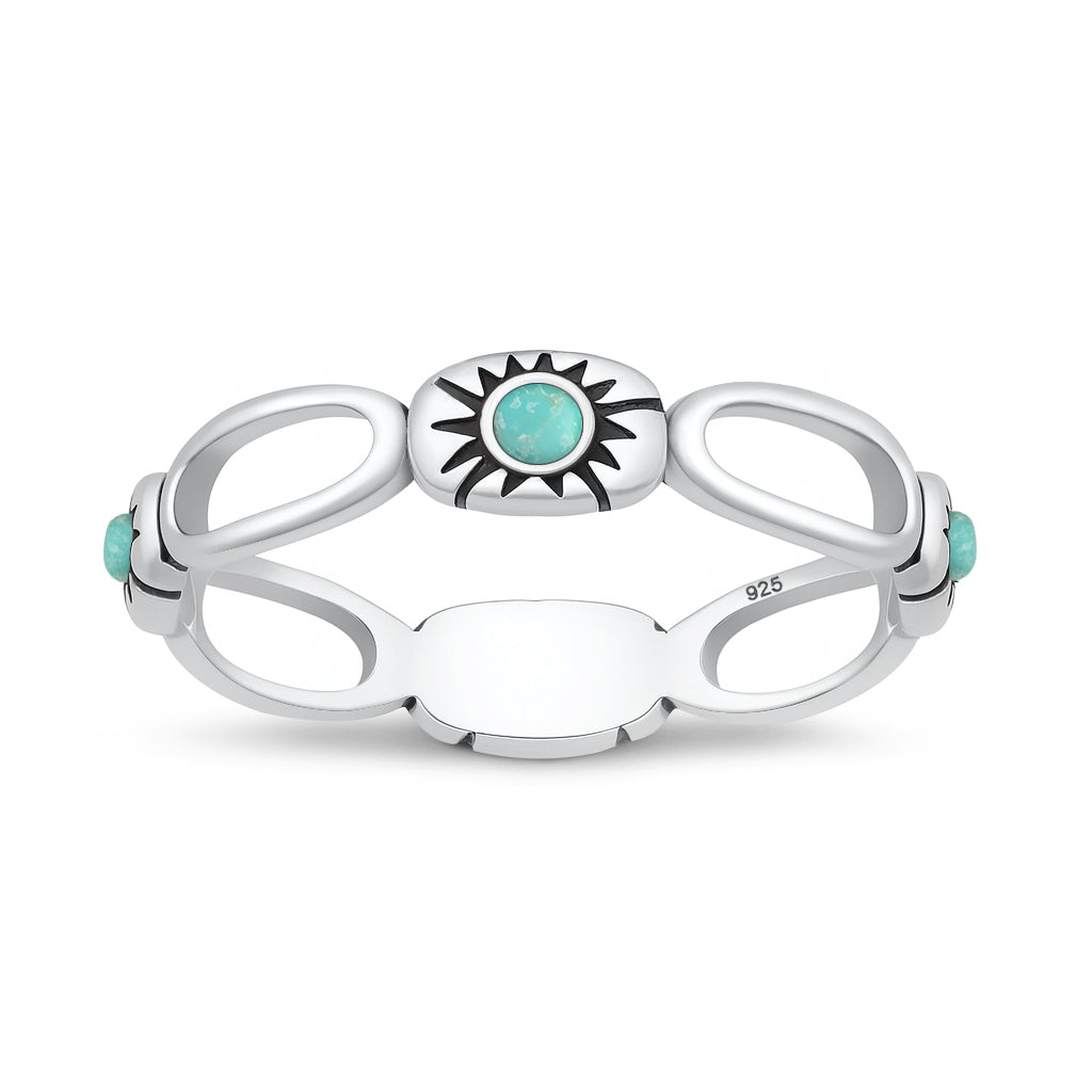 Silver Stone Ring - Sunburst