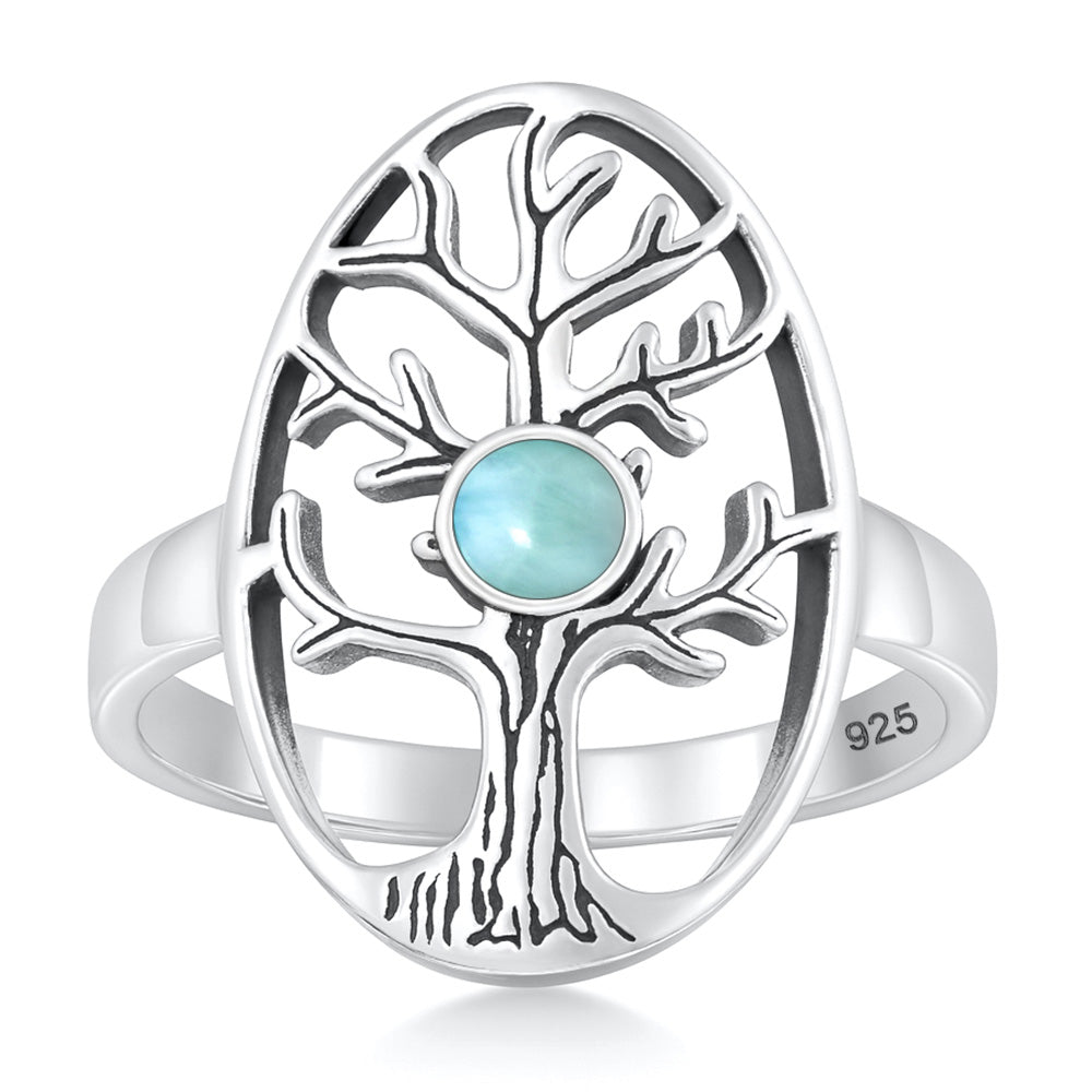 Silver Stone Ring - Tree of Life