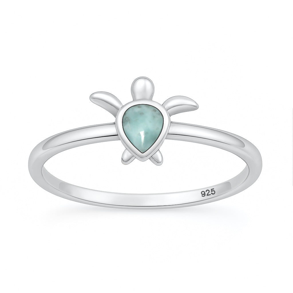 Silver Stone Ring - Turtle