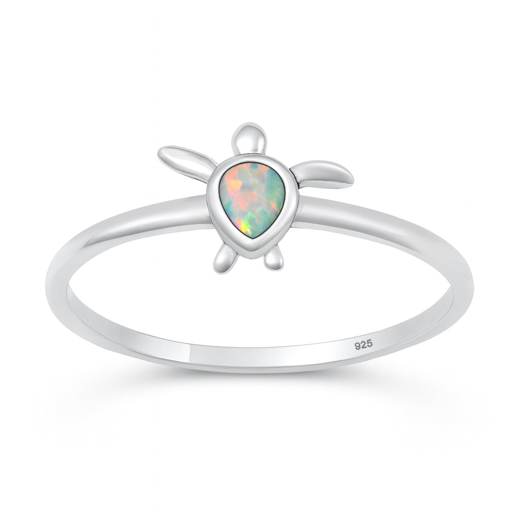 Silver Lab Opal Ring - Turtle