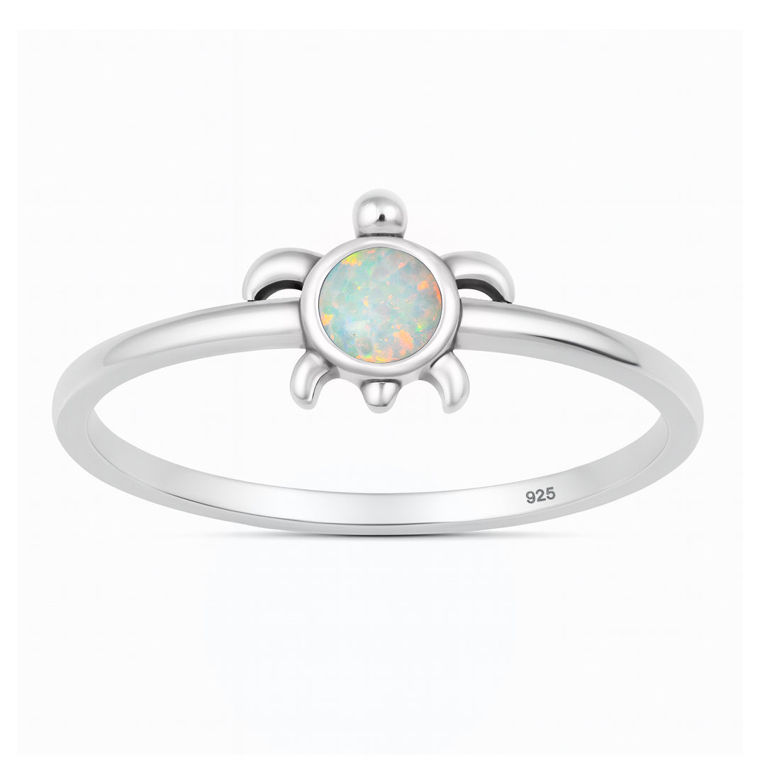 Silver Lab Opal Ring - Turtle