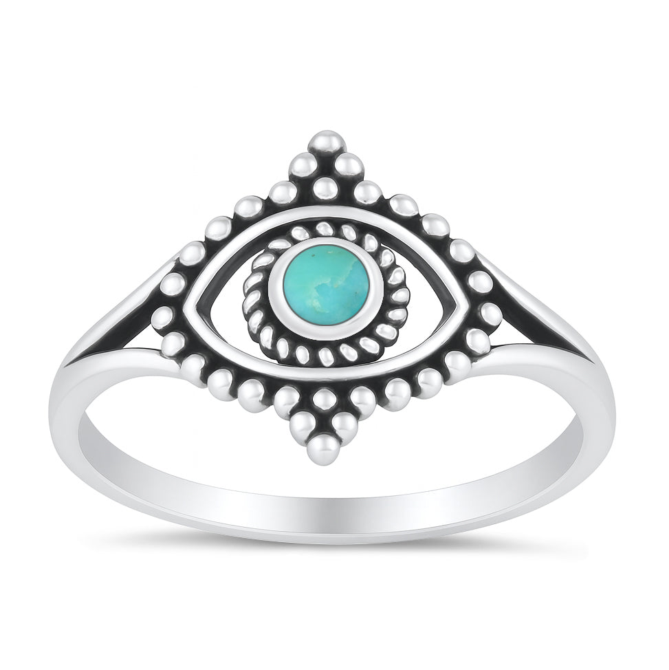 Silver Stone Ring - Evil Eye