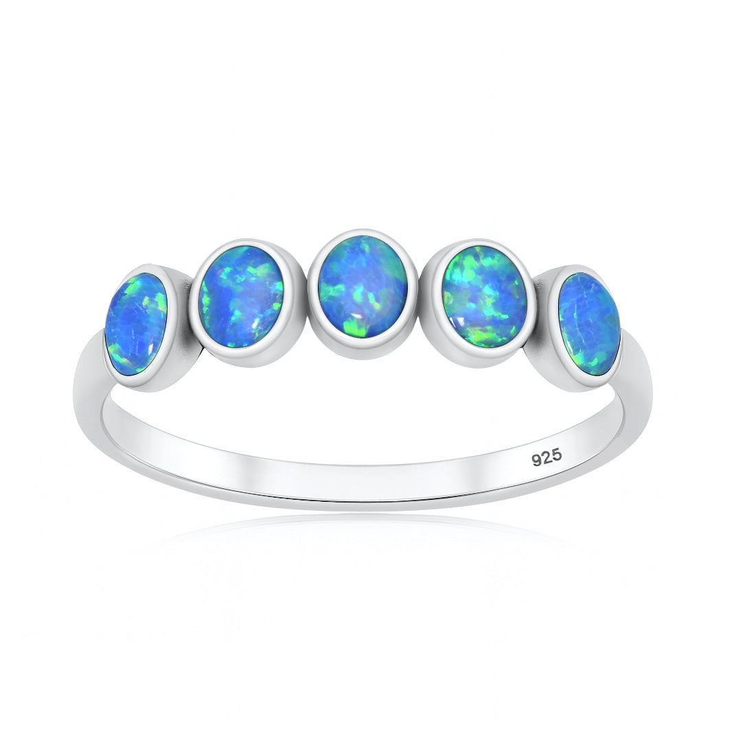 Silver Lab Opal Ring - Five Stone
