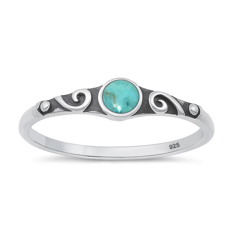 Silver Stone Ring - Vintage Swirl