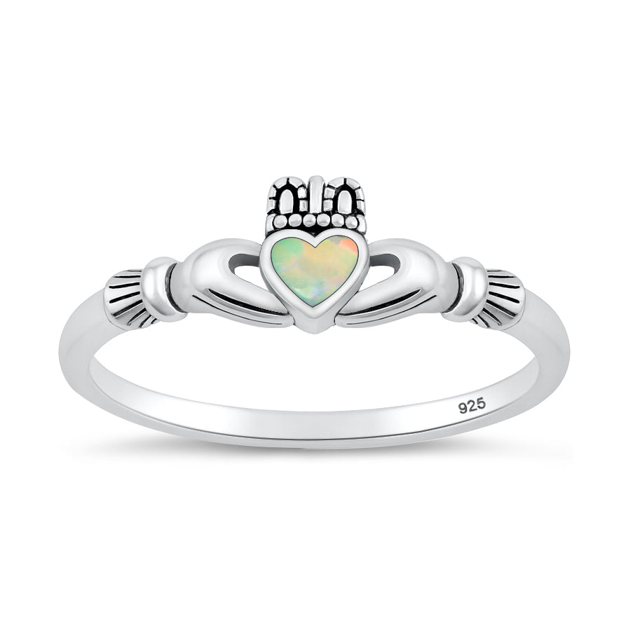 Silver Stone Ring - Claddagh