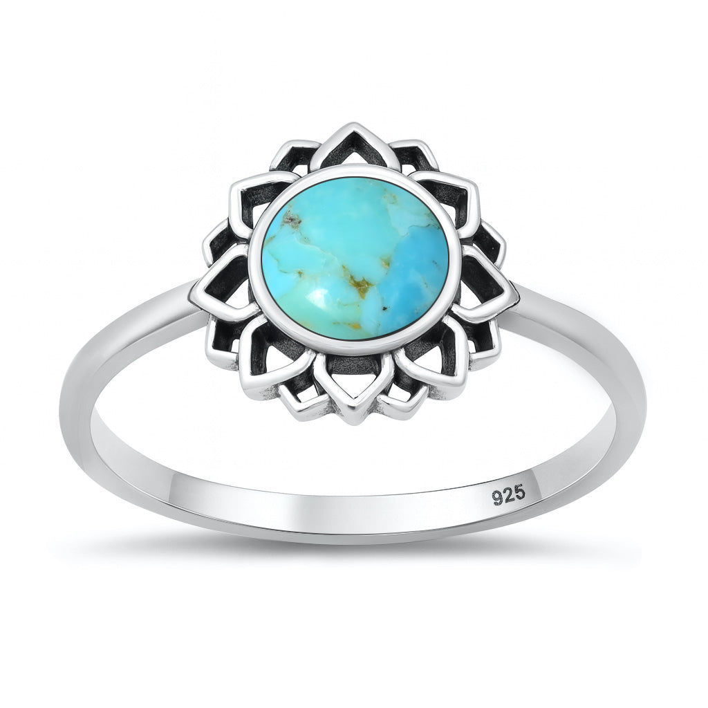 Silver Stone Ring - Mandala
