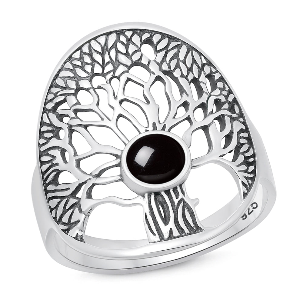 Silver Stone Ring - Tree of Life