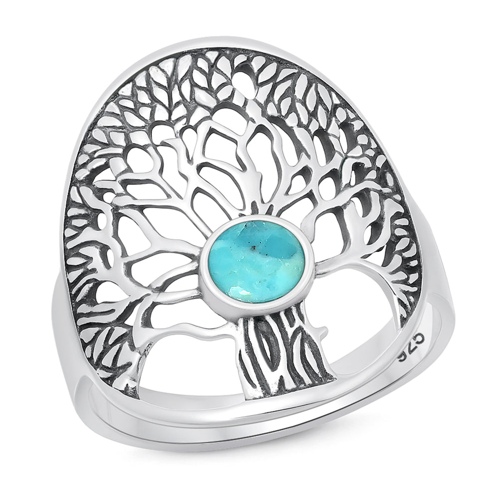 Silver Stone Ring - Tree of Life