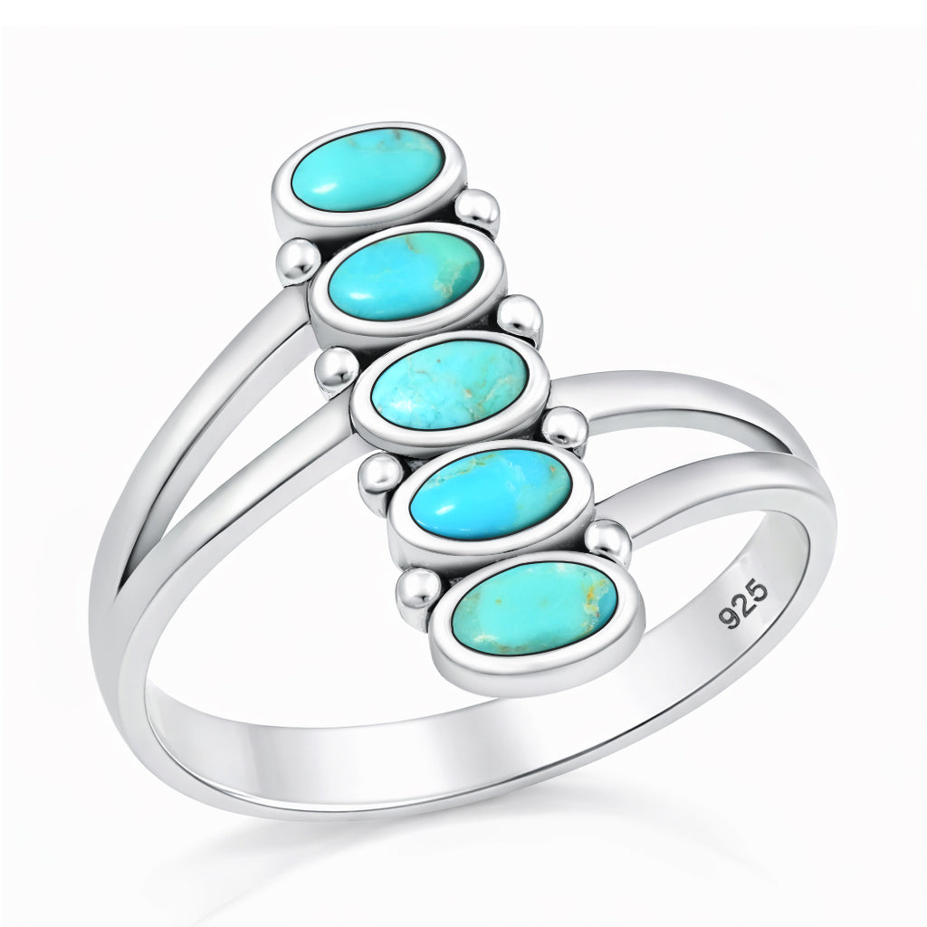 Silver Stone Ring - Stacked Ovals