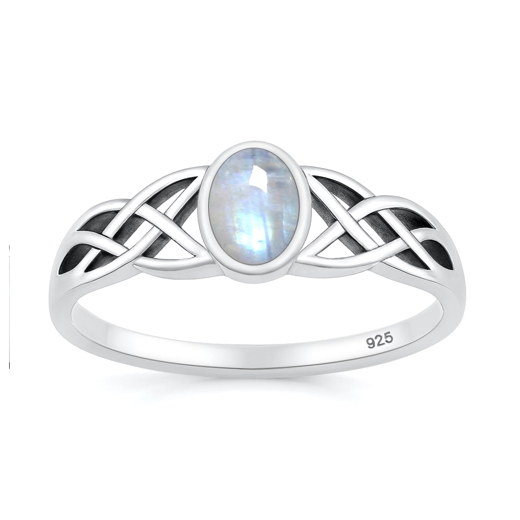 Silver Stone Ring - Celtic