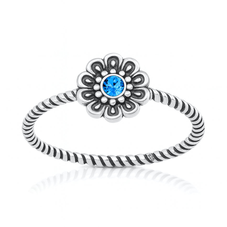 Silver CZ Ring - Flower