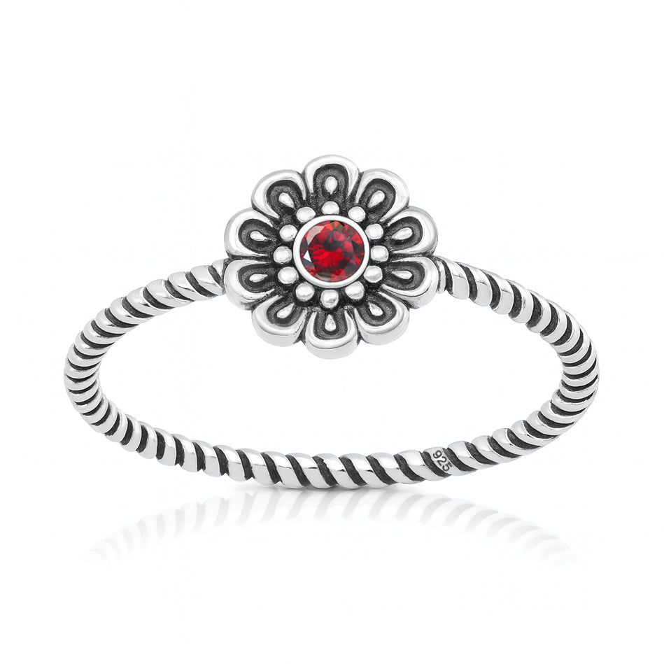 Silver CZ Ring - Flower