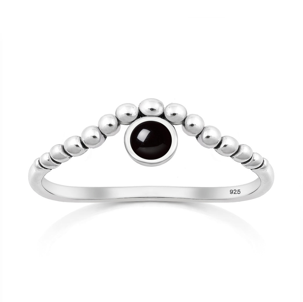 Silver Stone Ring - Bead Design