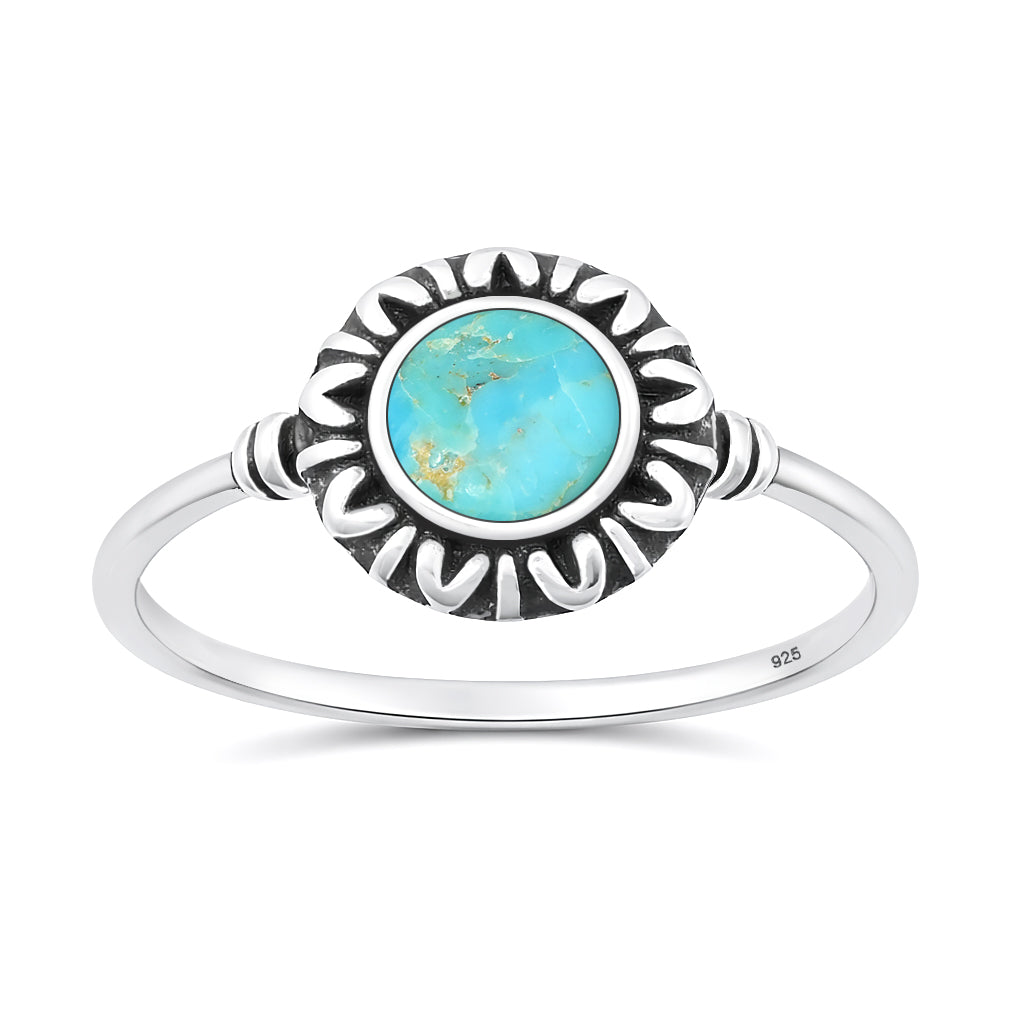 Silver Stone Ring - Sunburst