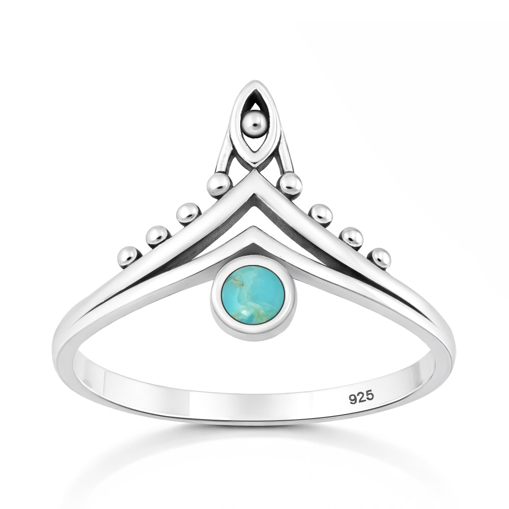 Silver Stone Ring - V Shape