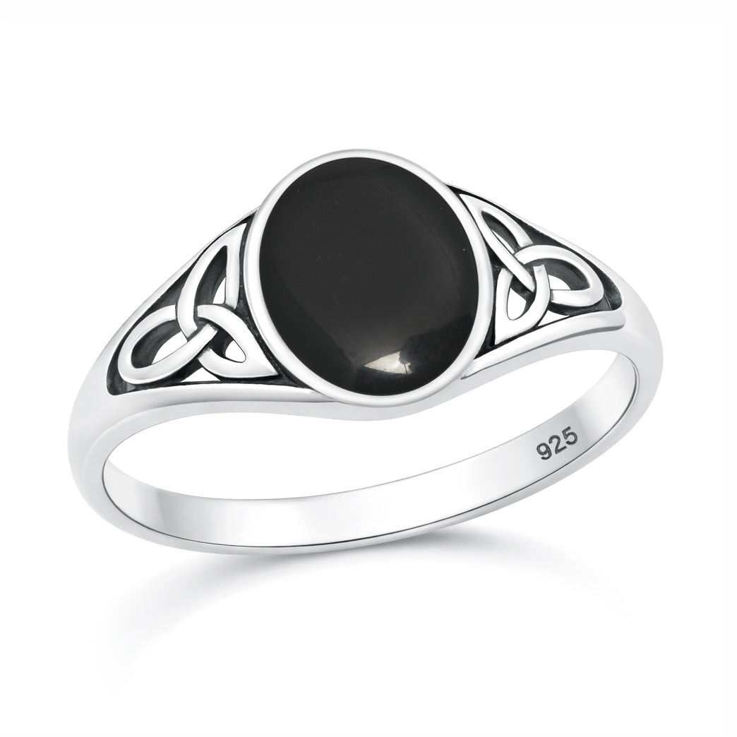 Silver Stone Ring - Celtic Knot