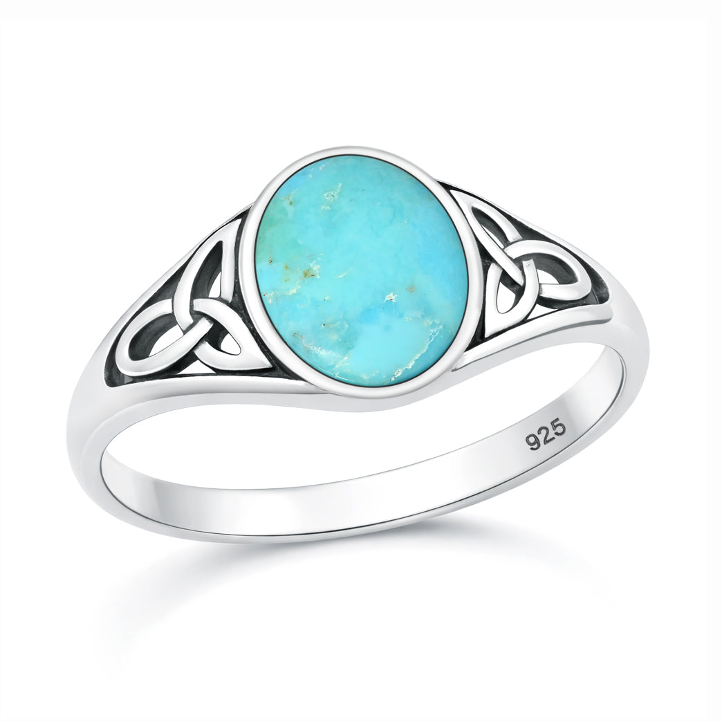 Silver Stone Ring - Celtic Knot