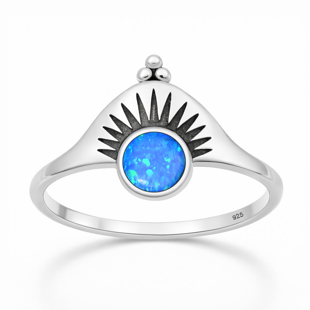 Silver Lab Opal Ring - Sunburst