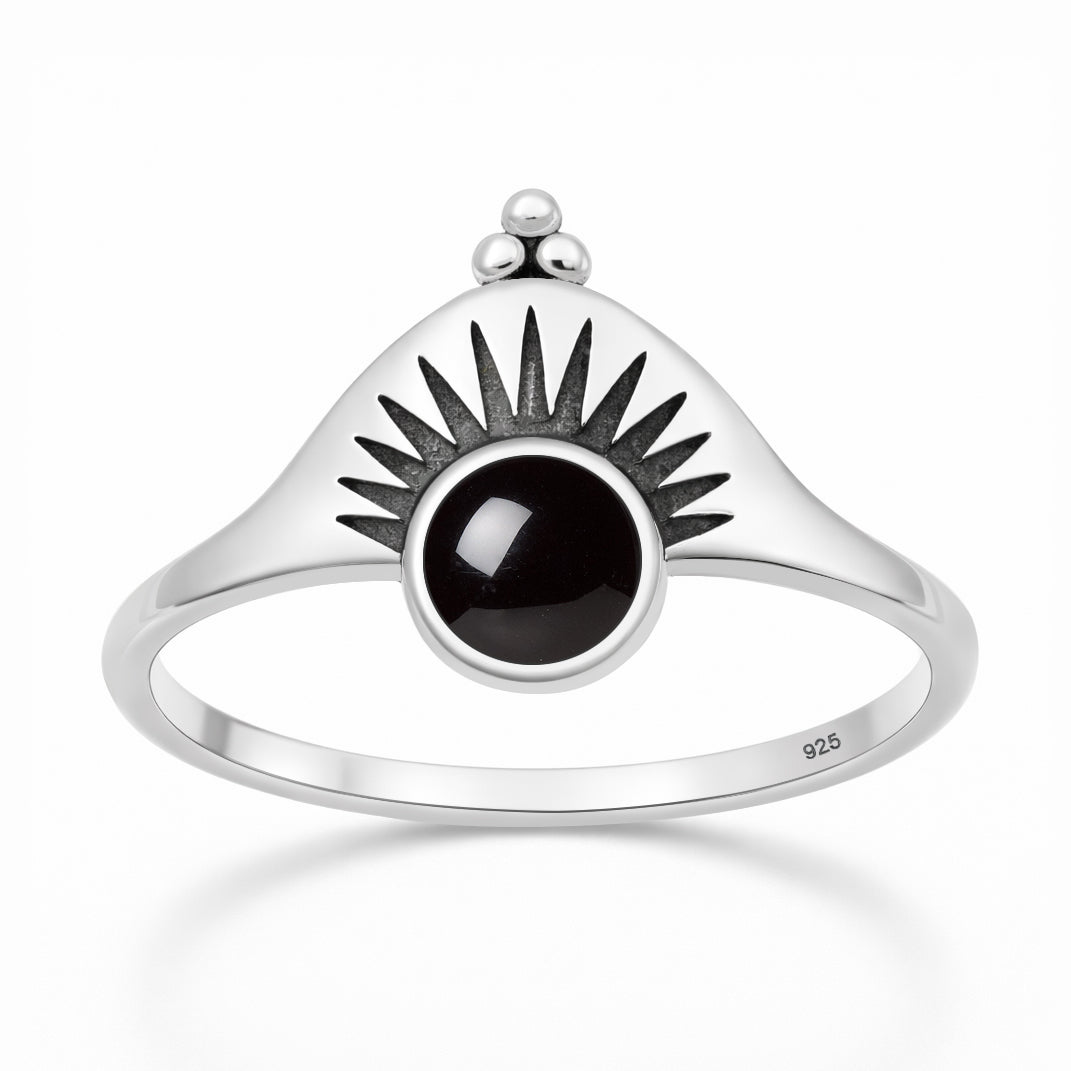 Silver Stone Ring - Sunburst