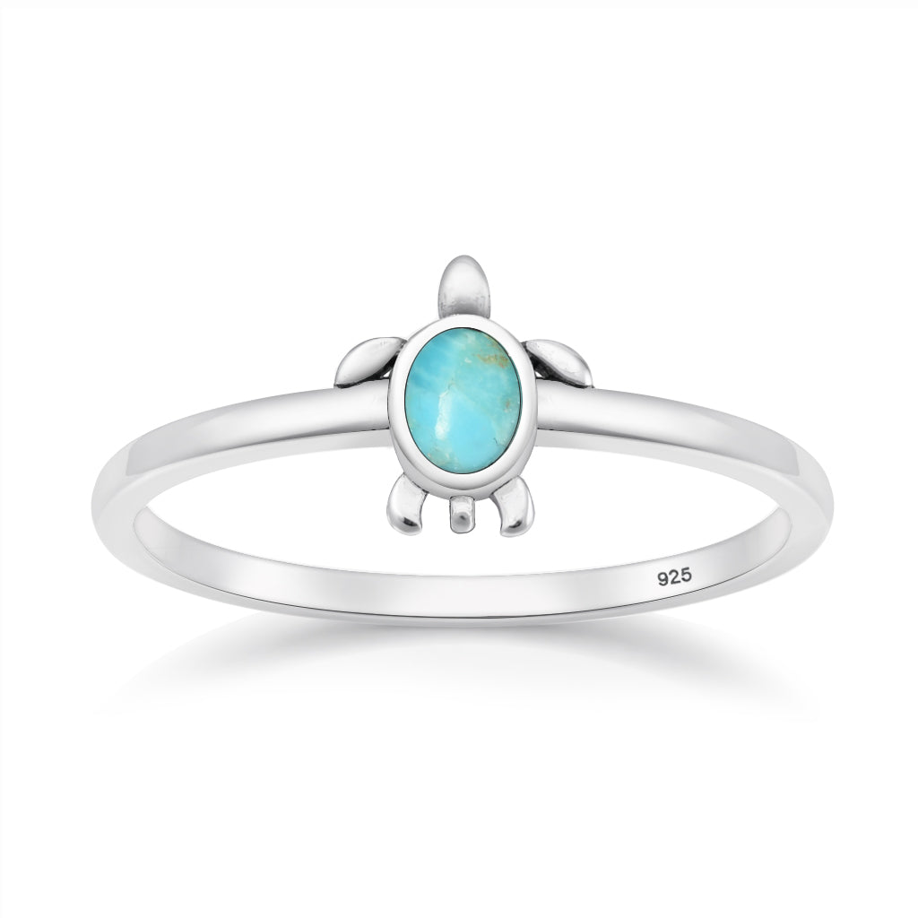 Silver Stone Ring - Turtle
