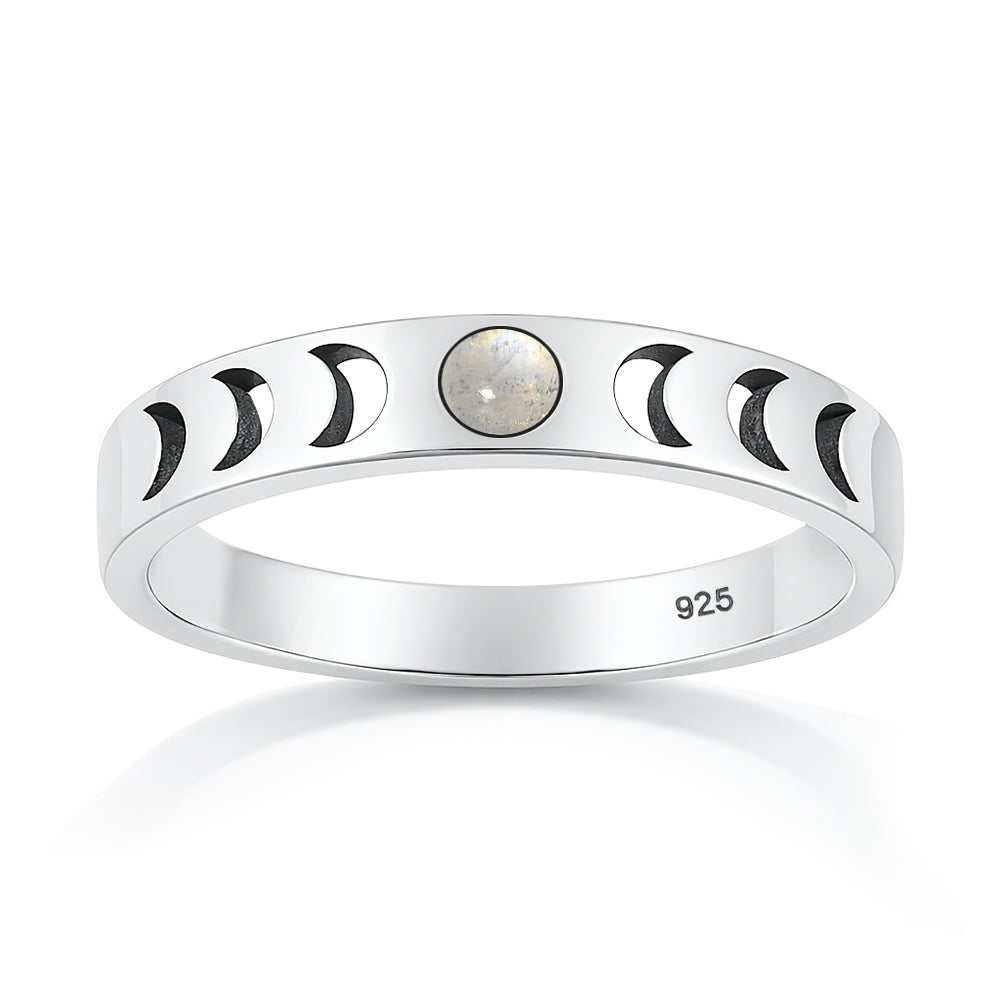 Silver Stone Ring - Moon Phases