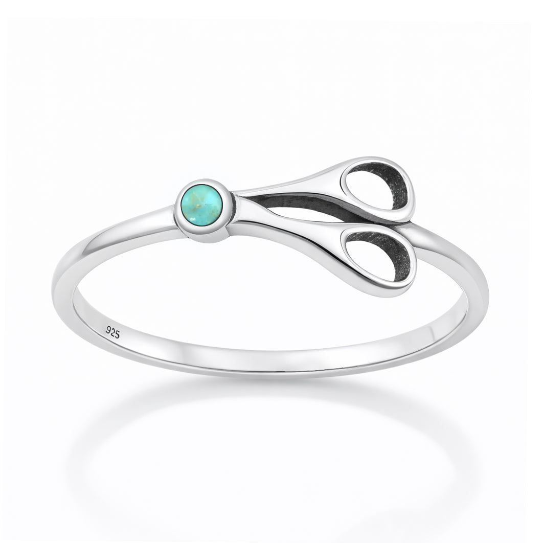 Silver Stone Ring - Scissors