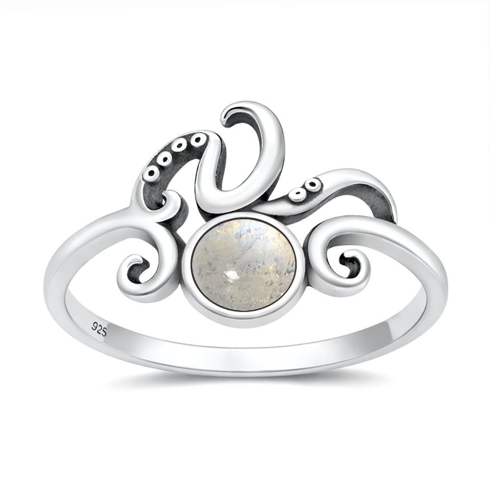 Silver Stone Ring - Octopus Tentacles