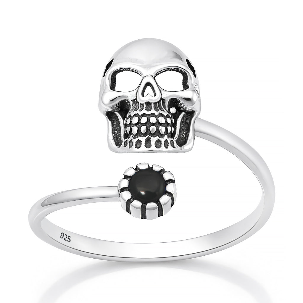 Silver Stone Ring - Skull