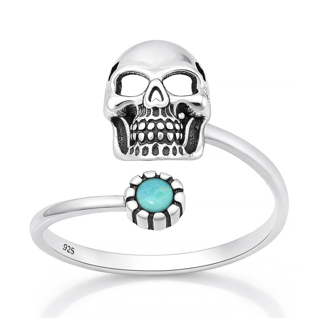 Silver Stone Ring - Skull