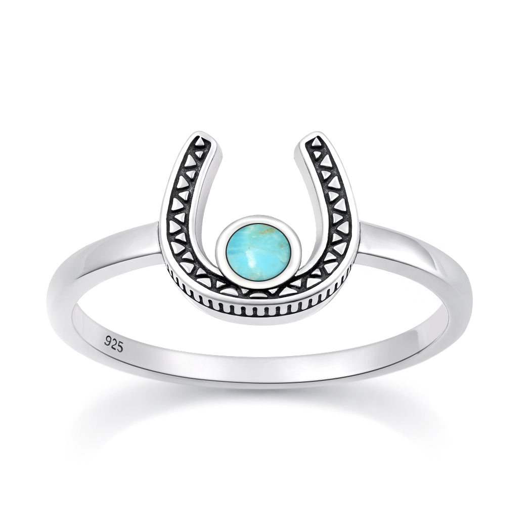Silver Stone Ring - Horseshoe