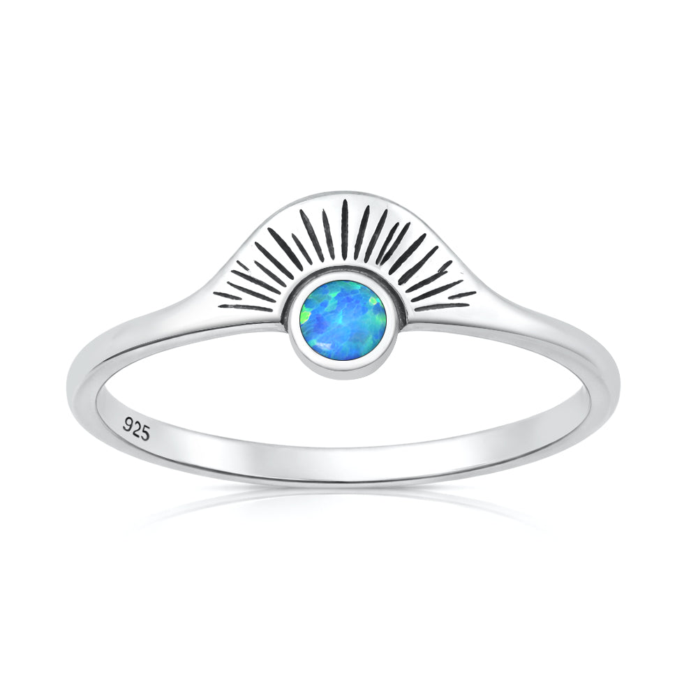 Silver Lab Opal Ring - Sunburst