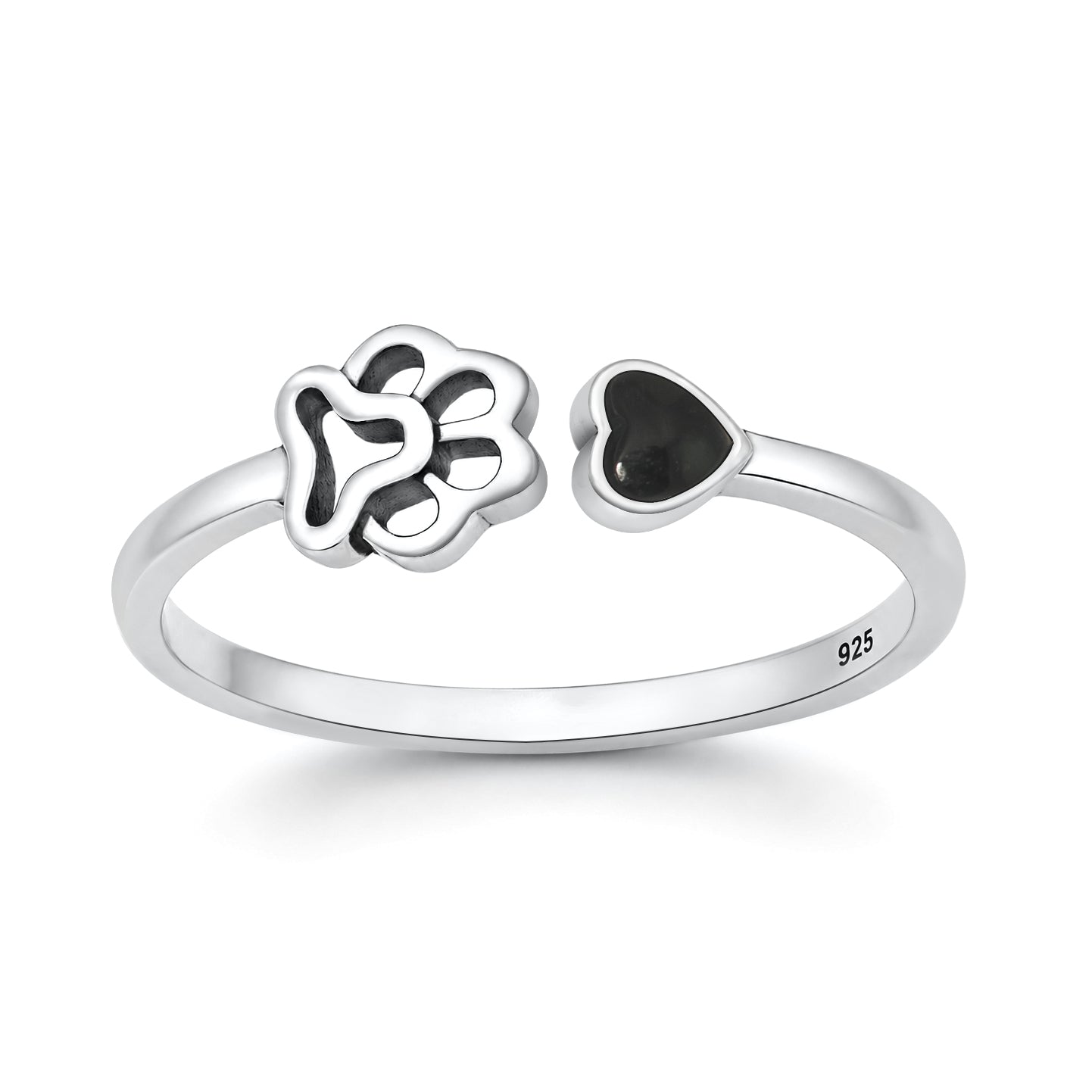 Silver Stone Ring - Paw Print