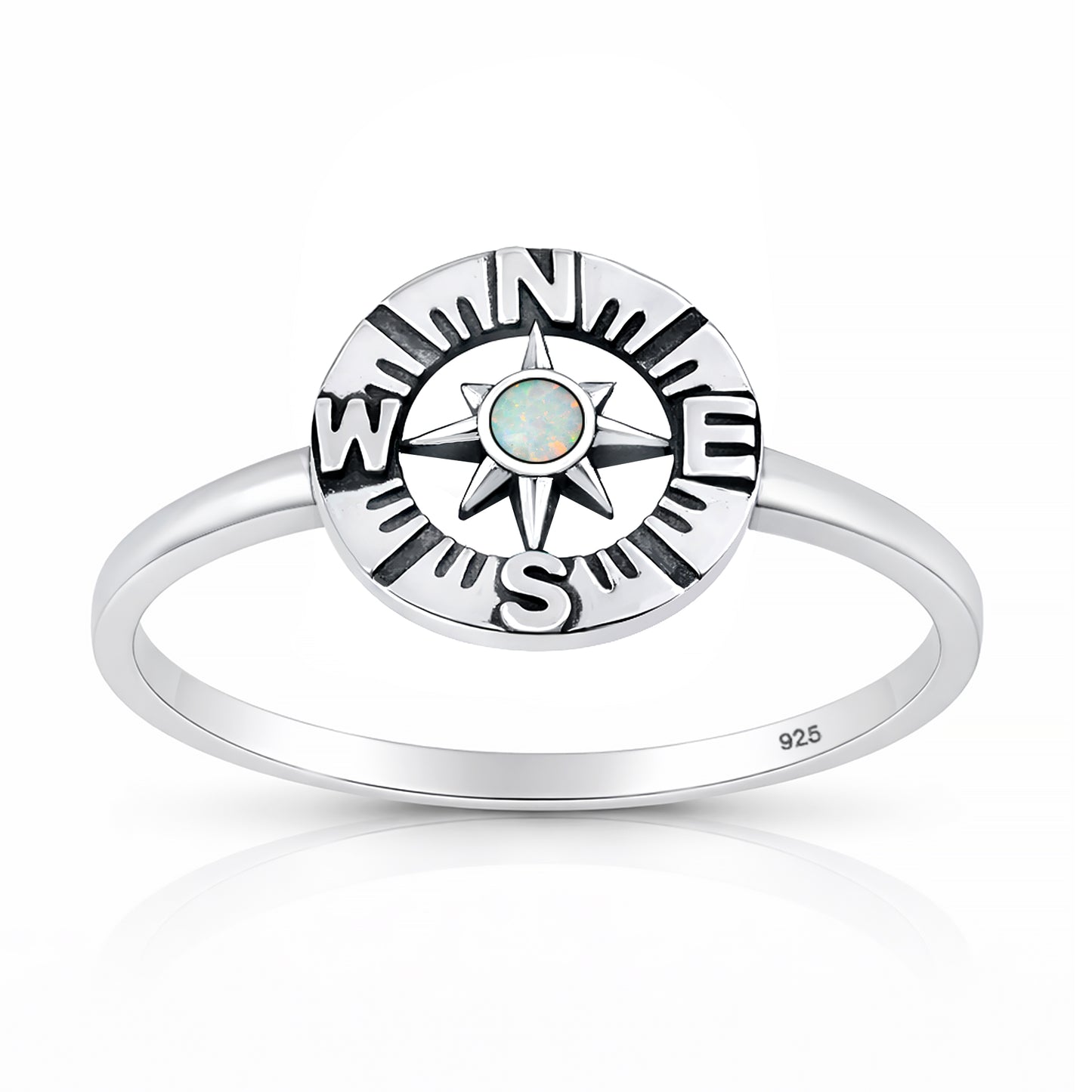 Silver Lab Opal Ring - Compass