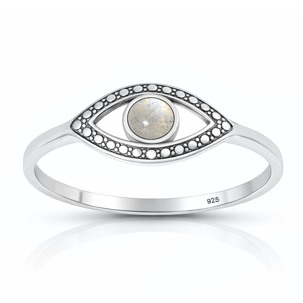 Silver Stone Ring - Evil Eye