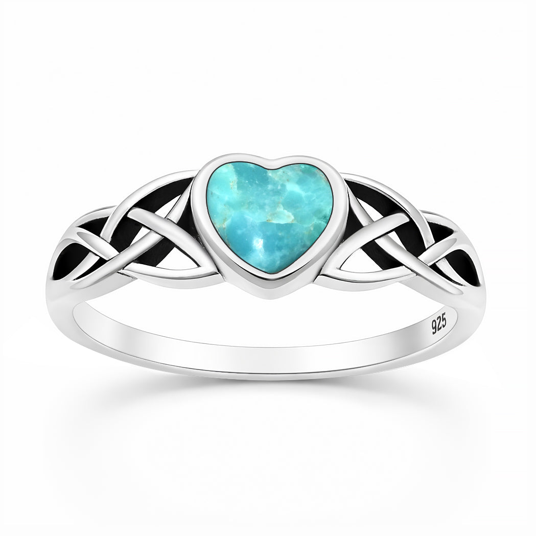 Silver Stone Ring - Celtic Heart