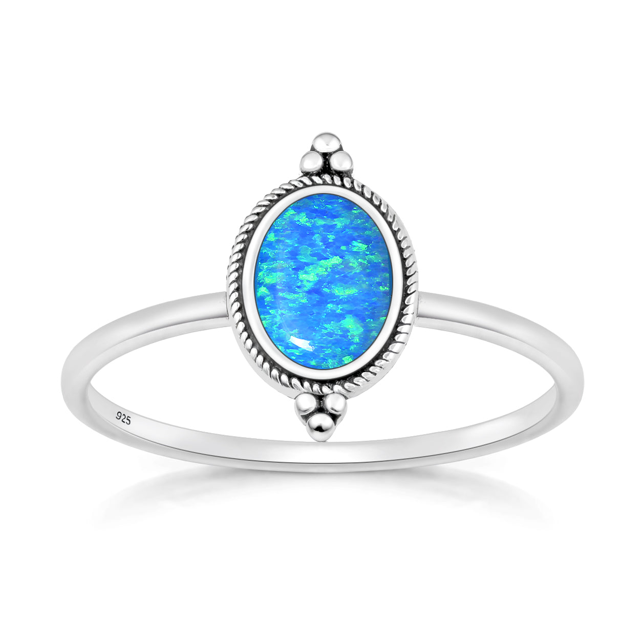 Silver Lab Opal Ring - Vintage Style