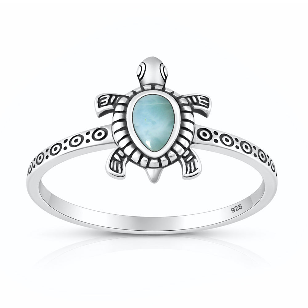 Silver Stone Ring - Turtle